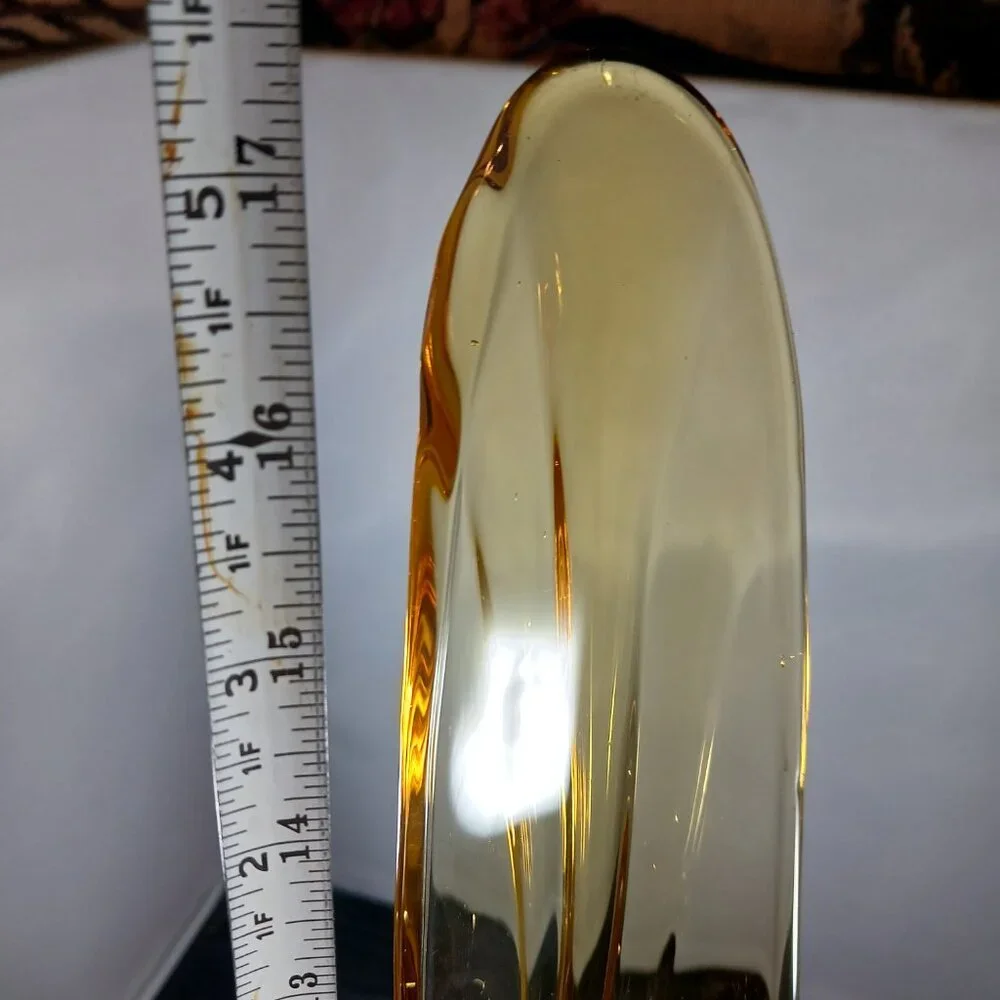 Vintage Le Smith  Amber Glass Swung Vase Glass 17in Tall RARE